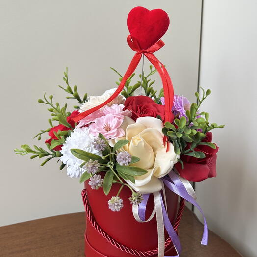 Flower box soap flowers bouquet gift roses heart Valentine's Day birthday