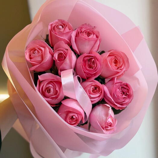 🌹Bouquet of 11 pink peonies and roses