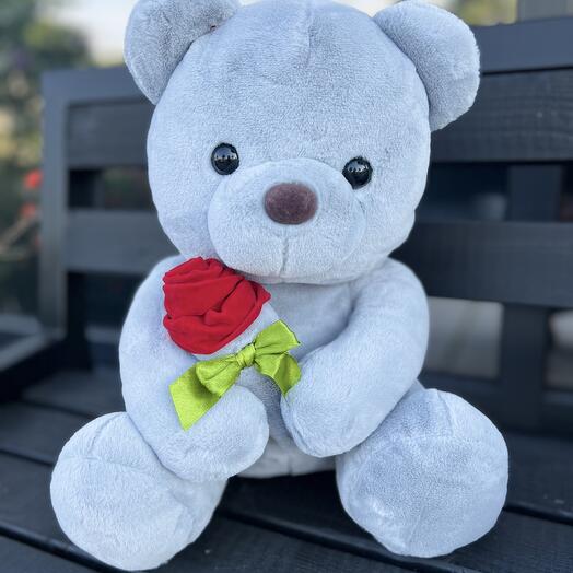 45 cm Grey Teddy with Rosa