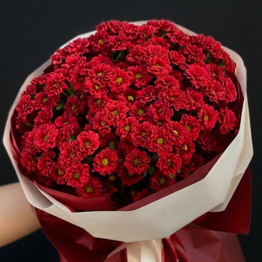 🌺 Deep Crimson: Voluminous Burgundy Chrysanthemum Bouquet