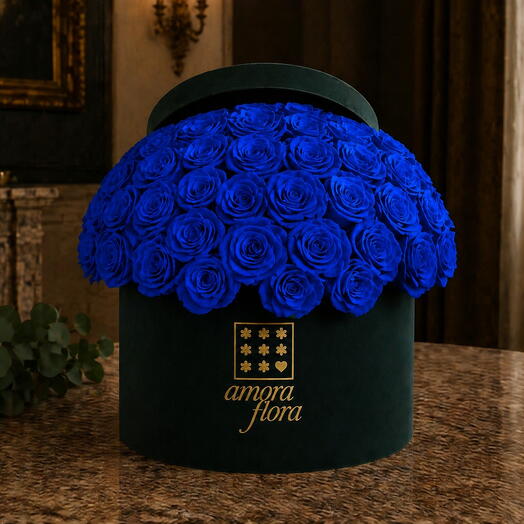 Amora Flora Deep Azure Rose Box — Large
