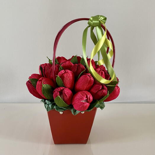 A basket of tulips