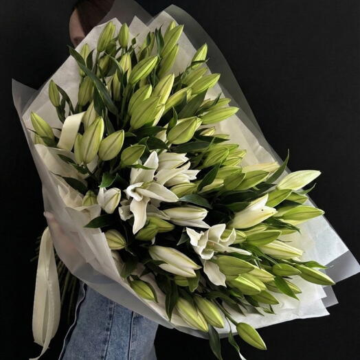 🤍 Luxurious White Lily Bouquet (30 stems) — Giant Fragrant Bouquet Giant lily bouquet