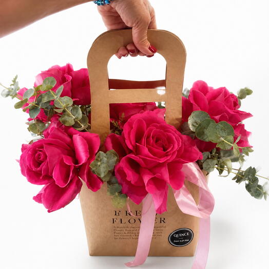 Pink Rose Flower Bag