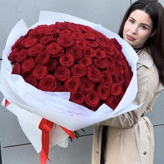 Bukiet Roża czerwona Red Naomi 101 szt 60 cm