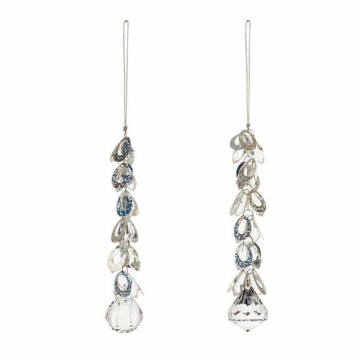 Christmas Tree Decor Clear Drop Icicle Trim, Set of 2