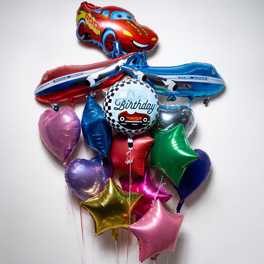 Happy Birthday Racing   Flight Foil Balloon Set  7503