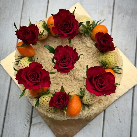 Napoleon with buttercream and roses