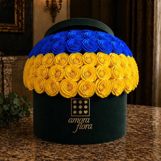 Amora Flora Azure Gold Rose Box — Large