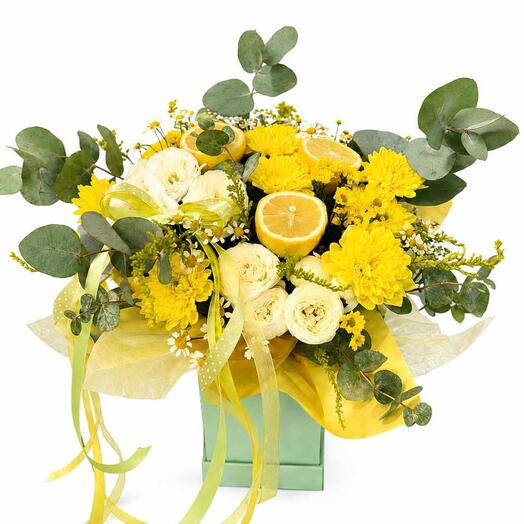 Box of yellow flowers