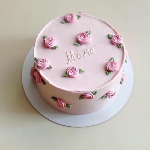 XL pink bento cake with flowers