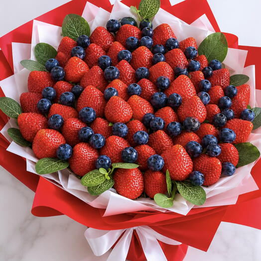Bouquet with berries and strawberries