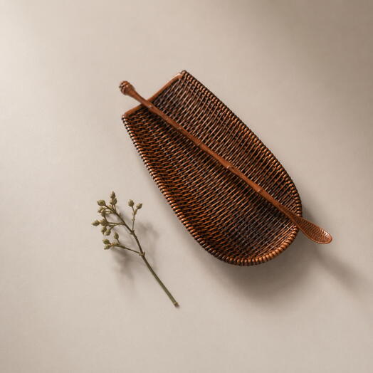 Copper Tea Presentation Tray with Spoon