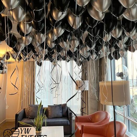 65 Silver and black Balloons