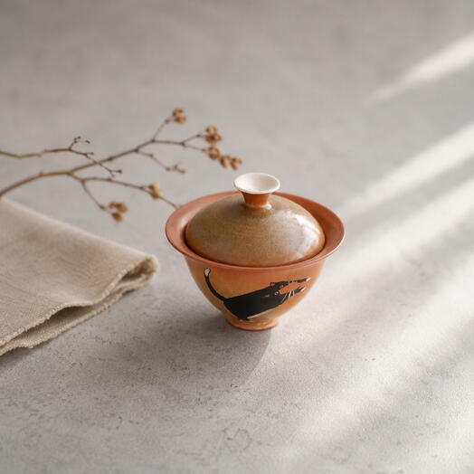 Black Cat Ceramic   Glazed Gaiwan — 130 ml