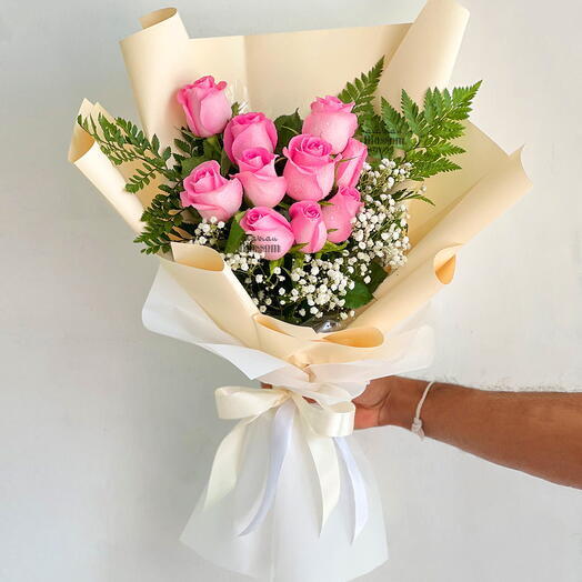 Premium 10 Pink Rose Bouquet