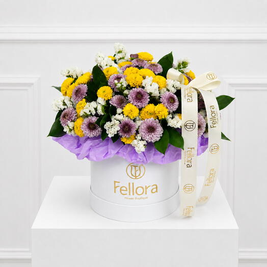 Purple and Yellow Chrysanthemum Flower Box