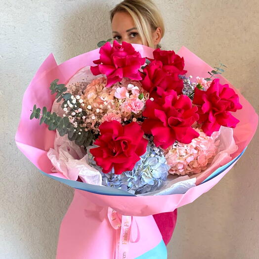 Hot pink and blue