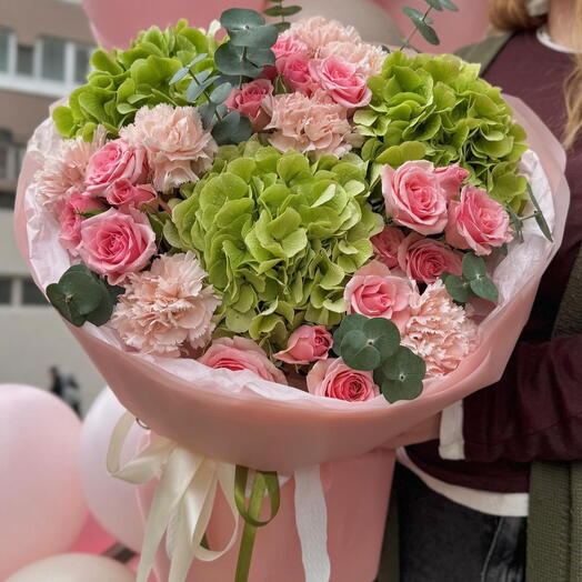 Mix bouquet pink/green