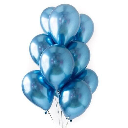 9 globos azules metálicos