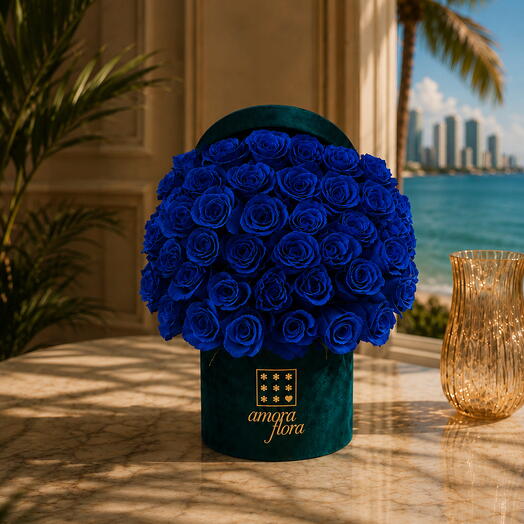 Amora Flora Deep Azure Rose Box — Medium
