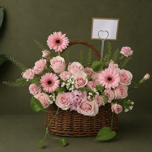 Blush Garden Floral Basket