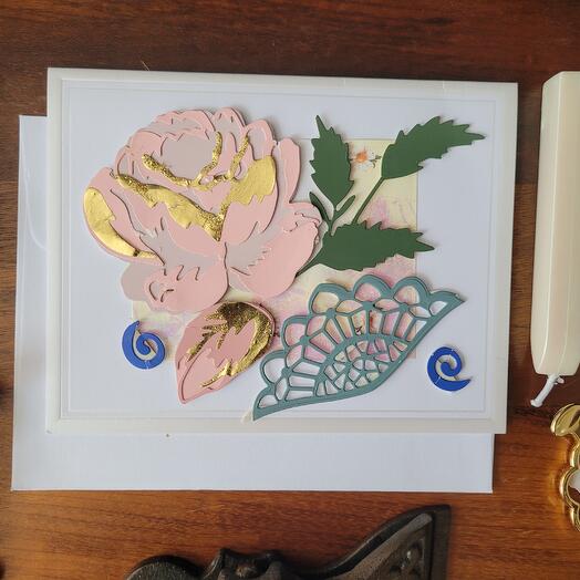 Pink rose notcard