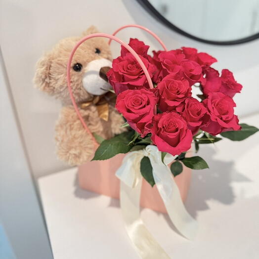 Bag with flowers and bear