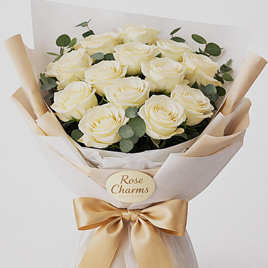 Ivory Charm 15 Roses Birthday bouquets
