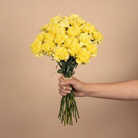 Bouquet of Yellow Carnations - 25 pcs