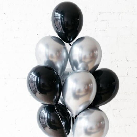 Globos plateados y negros 11 unidades