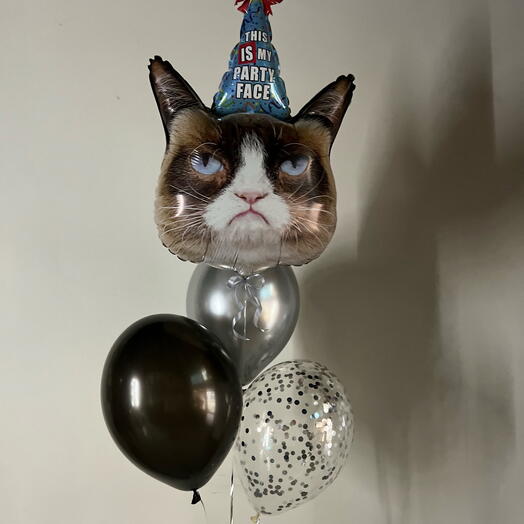 Bouquet of balloons with a cat