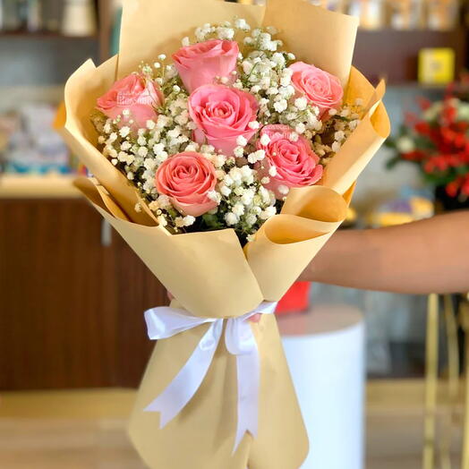 6 Pink Rose Bouquet