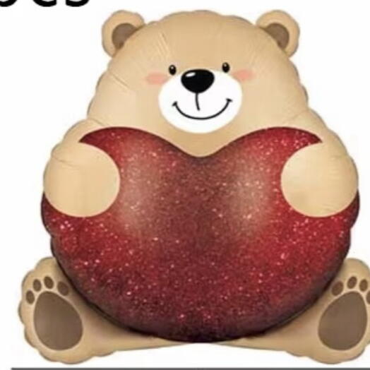 Inflatable teddy bear balloon with heart