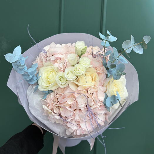 Blue and pink flowers