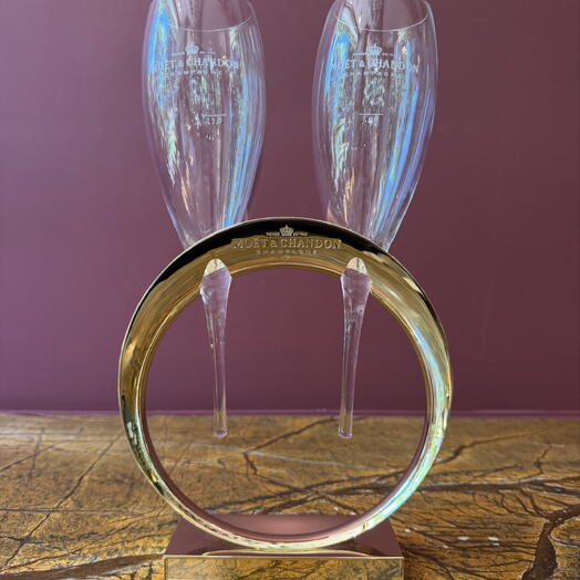 Moet   Chandon Pair Glasses on Golden Ring