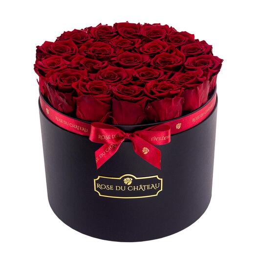 Flowers in a box real everlasting red roses for a gift Valentine's Day engagements