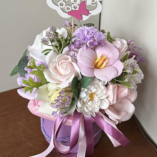 Flower box soap flowers bouquet gift Mother's Day