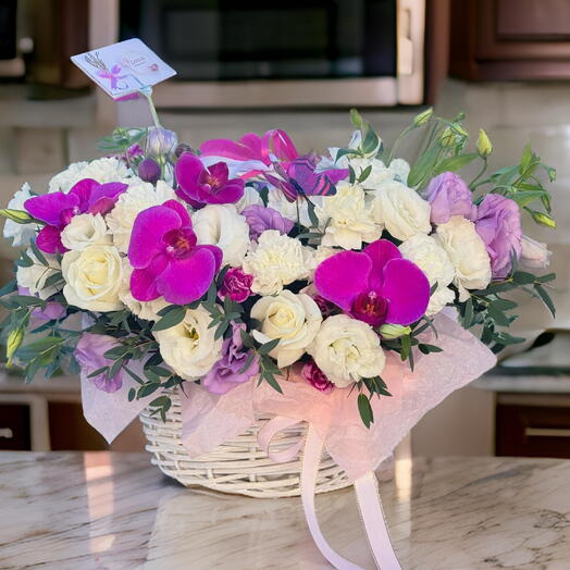 Orchids and roses in the Basket