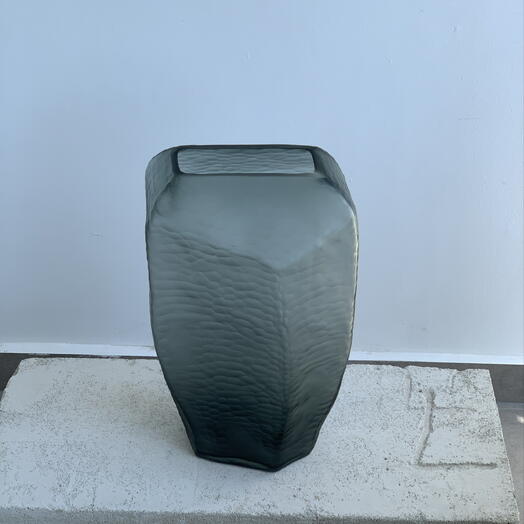 Vase grey glass handmade