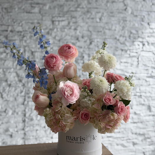 Romance in Pink - Hydrangeas, Carnations, Ranunculus, Spray Roses, Chrysanthemums, Delphinium