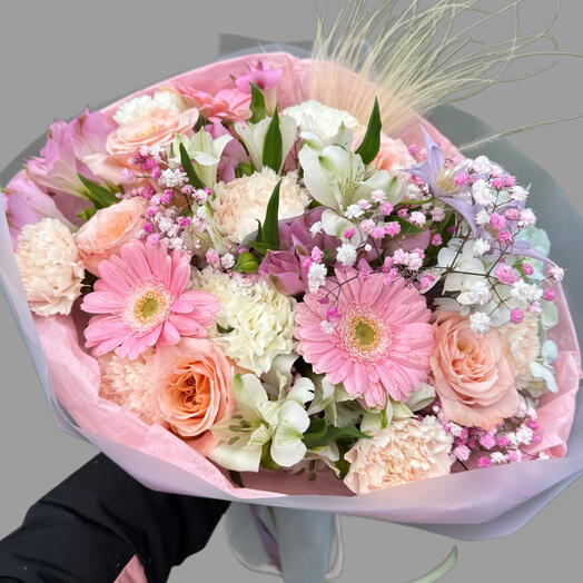 A designer bouquet of fresh flowers