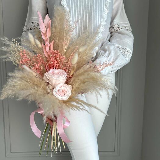 Dried flower bouquet "Blush and Pampas"