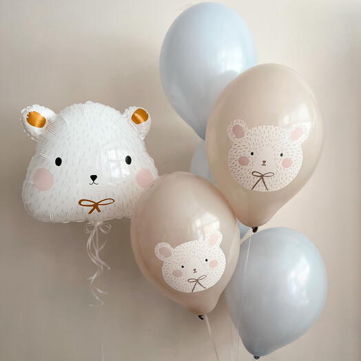 Set of balloons with a teddy bear