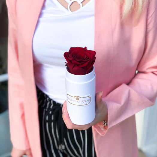 Red Eternal Rose in a White Mini Box