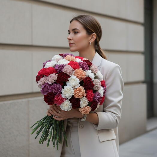 The Bouquet "The Gama of Carnations", 31 stems of flowers, -30%