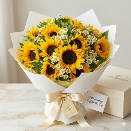 Bouquet "Sunny Glow": Sunflower Bouquet with Chamomile