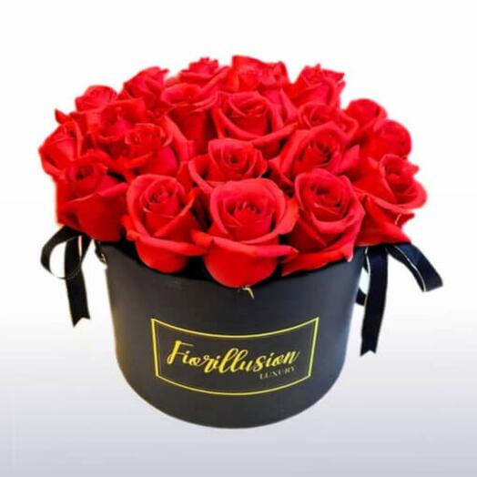24 red roses flower box