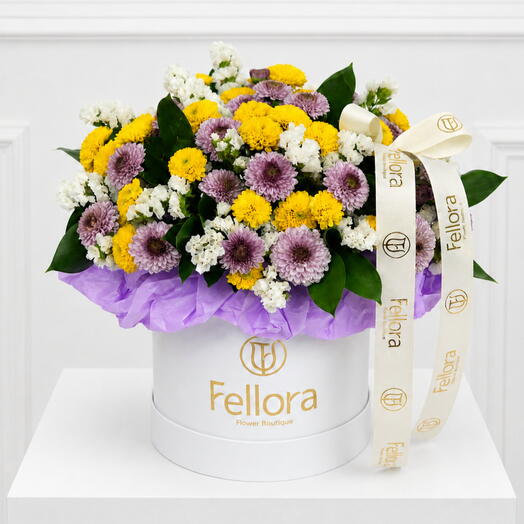 Purple and Yellow Chrysanthemum Flower Box