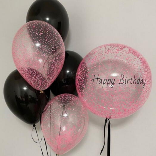 Pink birthday balloons